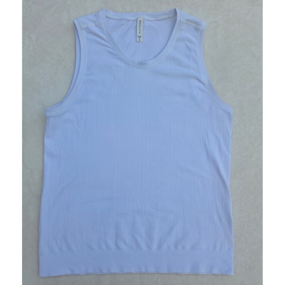 Athleta Womens Renew Seamless Tank Top M White Nylon Spandex Mesh